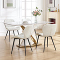Dining Chairs Set of 4, Comfy Modern Dining Chairs with Thick Cushions, Upholstered Fabric Kitchen Side Chairs with Adjustable Metal Legs for Dining Room (Beige)
