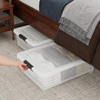 26 Quart Clear Underbed Storage Bin, Plastic Underbed Storage Box, Wheeled Underbed Storage Container with Lid, 4 Packs
