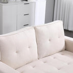 ERYE 3 Fold Tufted Upholstered Futon Sofa Bed Modern Convertible Foldable Floor Loveseat Sofabed with Pull Out Sleeper Couch Daybed W/Side Pockets for Living Room