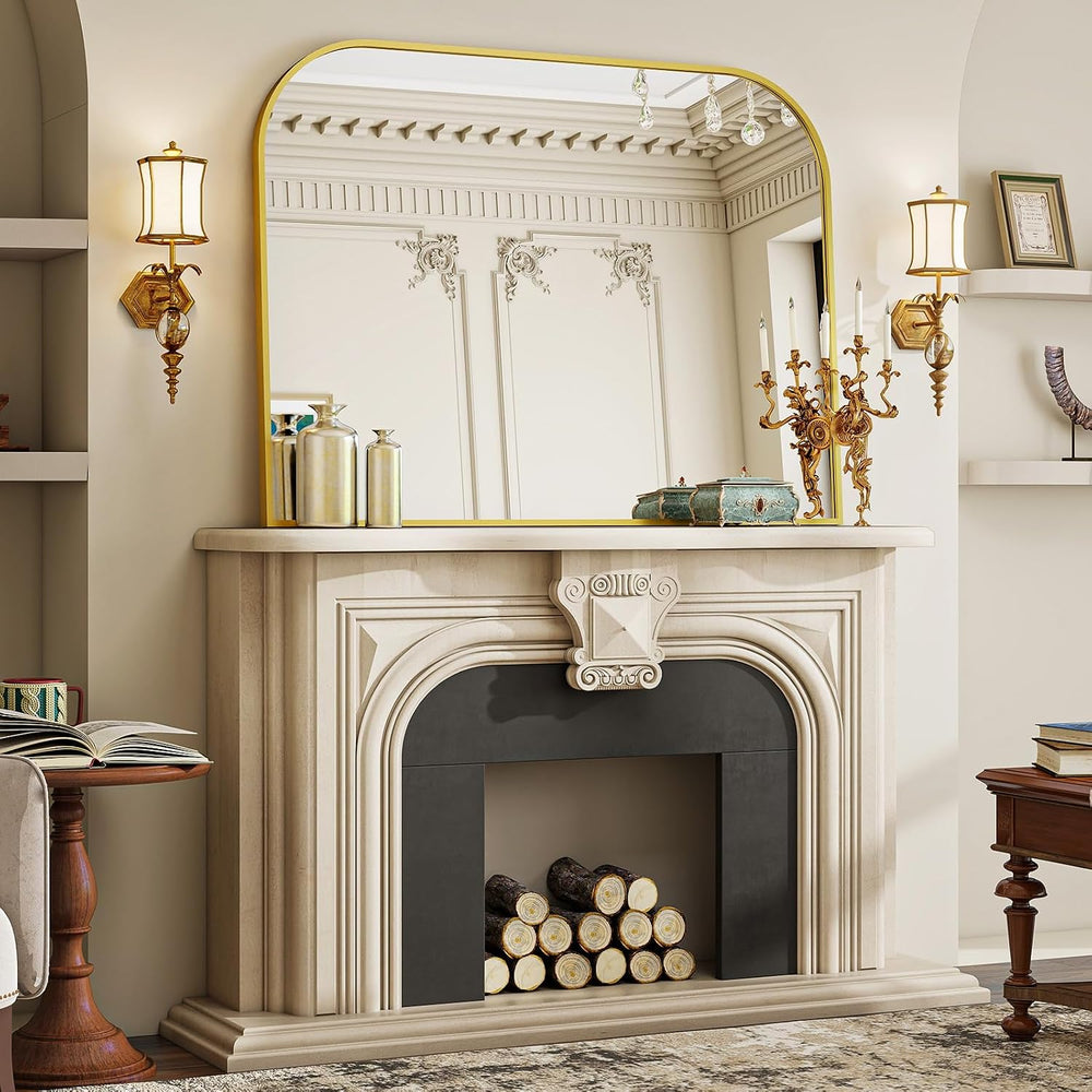 Gold Arched Top Wall Mounted Mirror 38"x30"