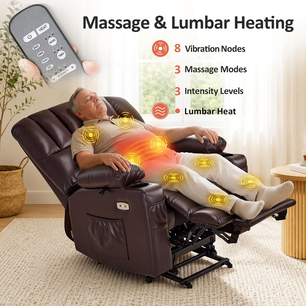 MCombo Oversized Power Lift Recliner Chair for Elderly R7092 (Dark Brown) | S...