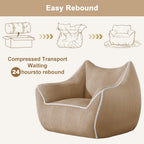 Toddler Bean Bag Chair, Stuffed Kids Bean Bag Sofa with Filler Corduroy Bean Bag Seat for Kids, Small Comfy Lazy Sofa Lounge Chair with Armrests and Back Support for Gaming, Reading, Beige