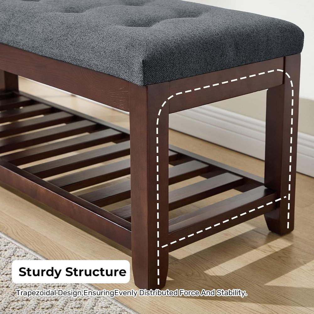 Shoe Bench Entryway, 44" End of Bed Bench,Upholstered Linen Bench for Li...