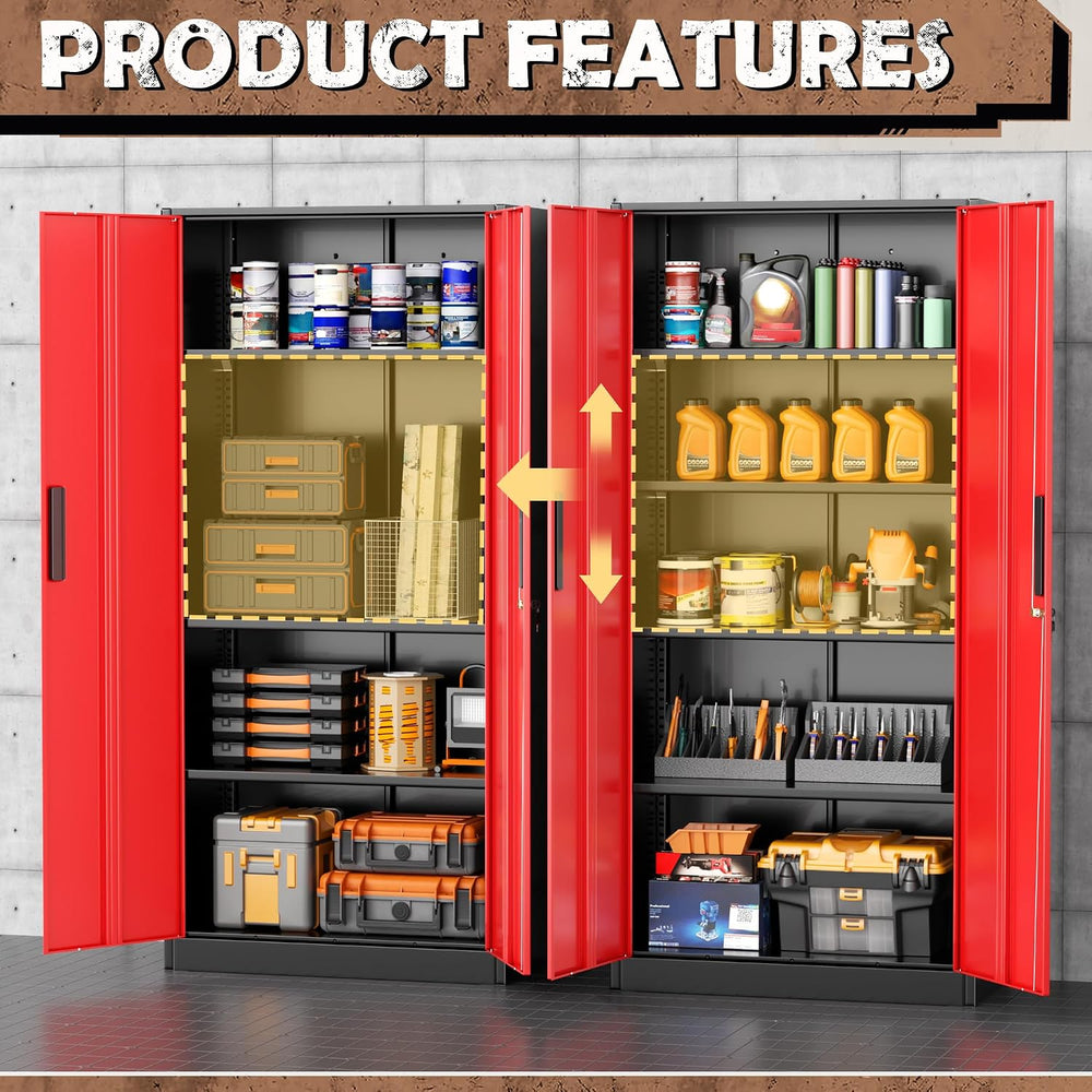INTERGRAET Metal Storage Cabinet with Adjustable Shelves, Garage Storage Cabi...