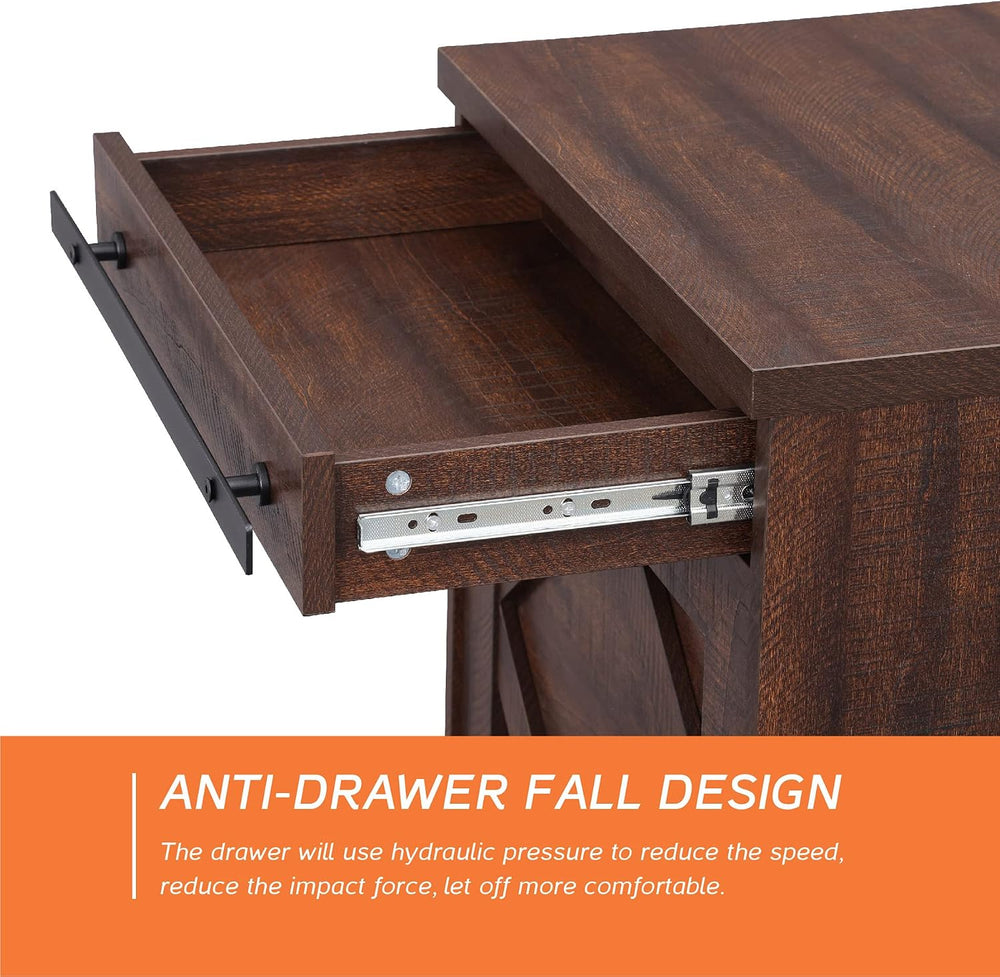 WAMPAT 24.3" H Storage Cube,Rustic End Table with Drawers and Adjustable...