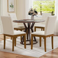 DAGONHIL Dining Chairs Set of 4, Modern Upholstered Fabric Dining Room Chairs, Armless Kitchen Chairs with Wood Legs and Padded Seat for Living Room, Bedroom, Kitchen (Beige)