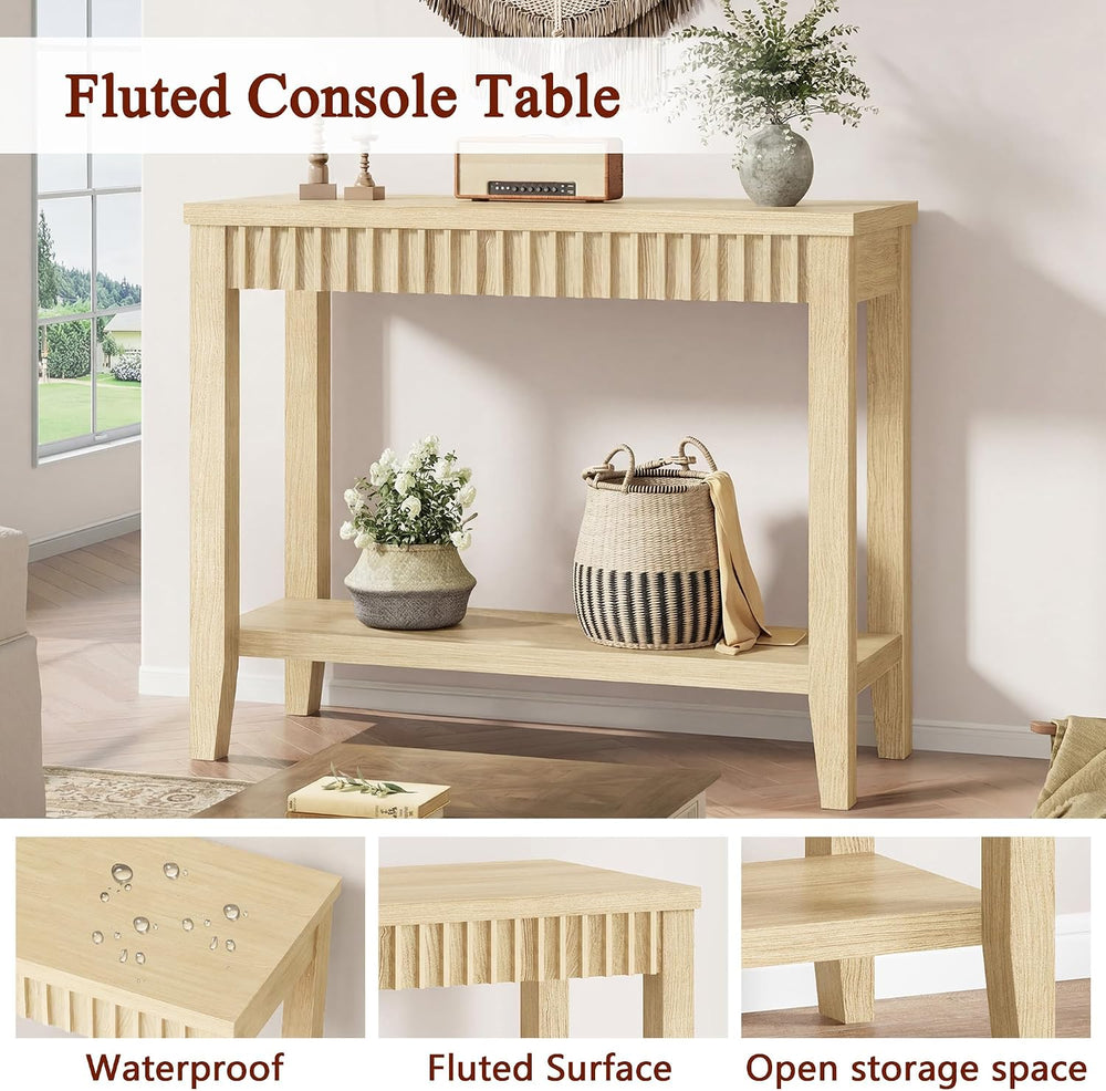 FAVOOSTY 32" Entryway Console Table with Shelves, Sofa Hallway Table wit...