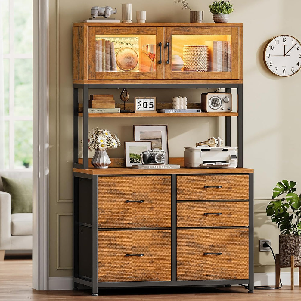 SEDETA 5 Drawer File Cabinet with Power Strip, 31.5" Filing Cabinet fits...