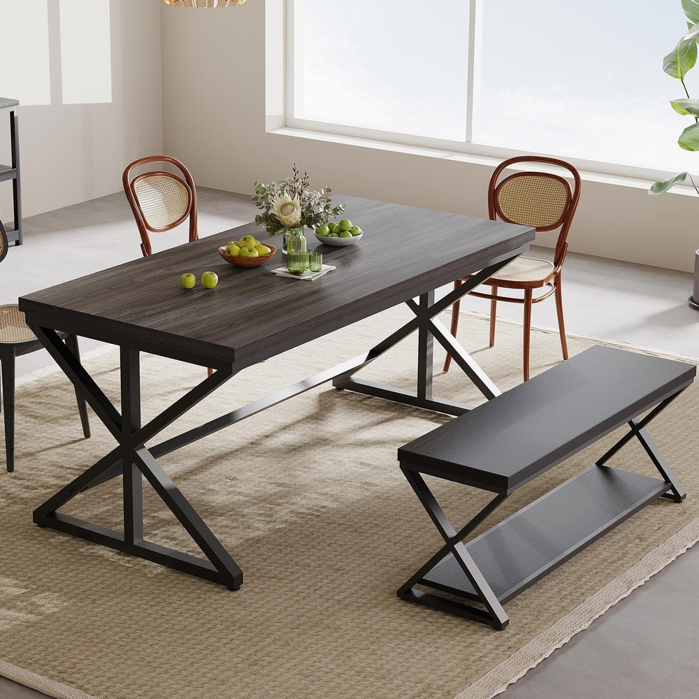 60 Inch Office Desk, Modern Wood Writing Study Computer Desk Dark Gray