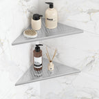 Corner Shower Shelves, 10” Recessed Tile Shower Shelf Brushed Nickel, 304 Stainless Steel Grout in Corner Tile Bathroom Shelves, No Drilling, 2 Pack