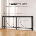 GRLEAF 78" Sofa Table with Built-in Power Strip (4 AC Outlets & 4 USB Ports) – 4.9ft Power Cord, Metal Frame, Easy Assembly, Long Couch Table Behind Sofa, Hallway, Living Room and Home Office | Black