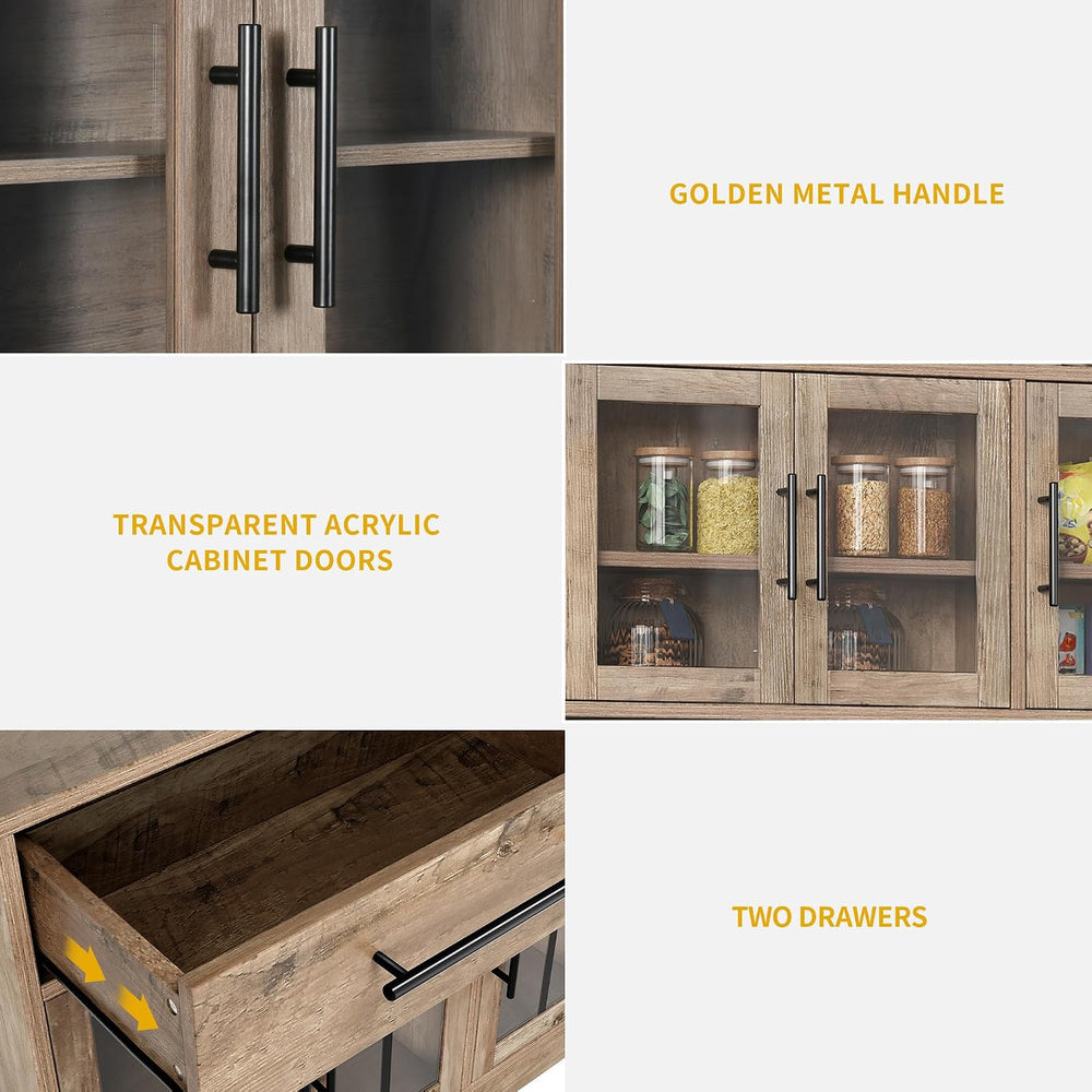 DWVO 71'' Tall Kitchen Pantry Storage Cabinet, Ivory Grey | Charge St...