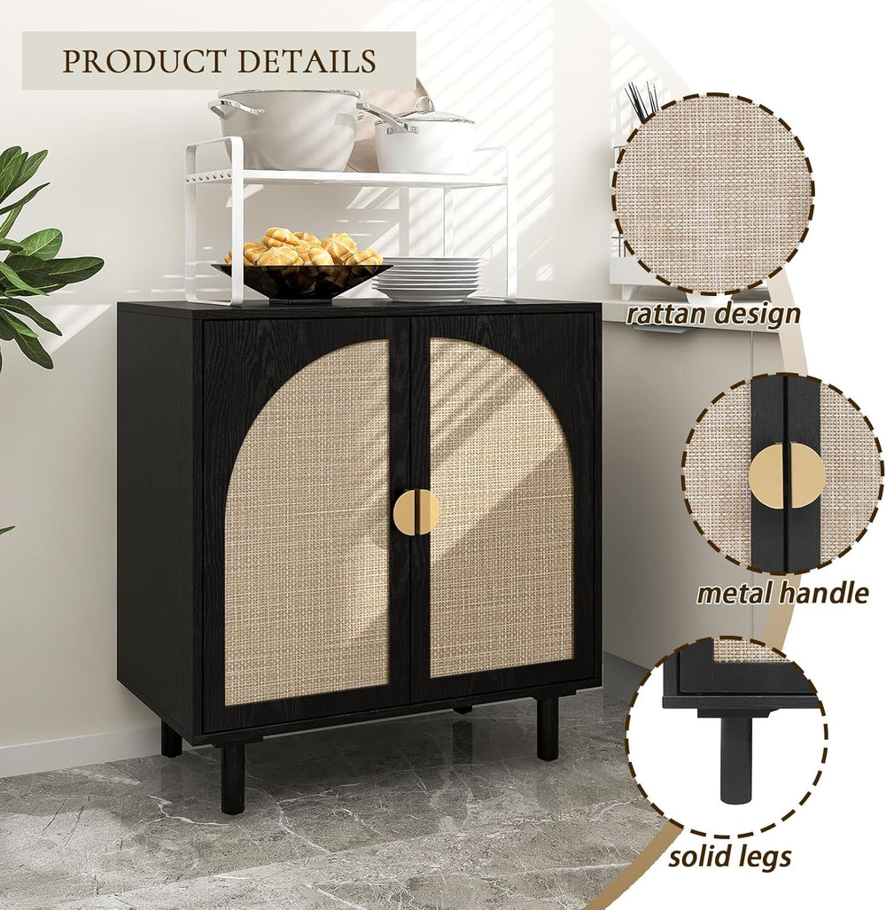 2 Doors Rattan Sideboard Cabinet– 31.5”L for Entryway/Living Room/Dining Cons...