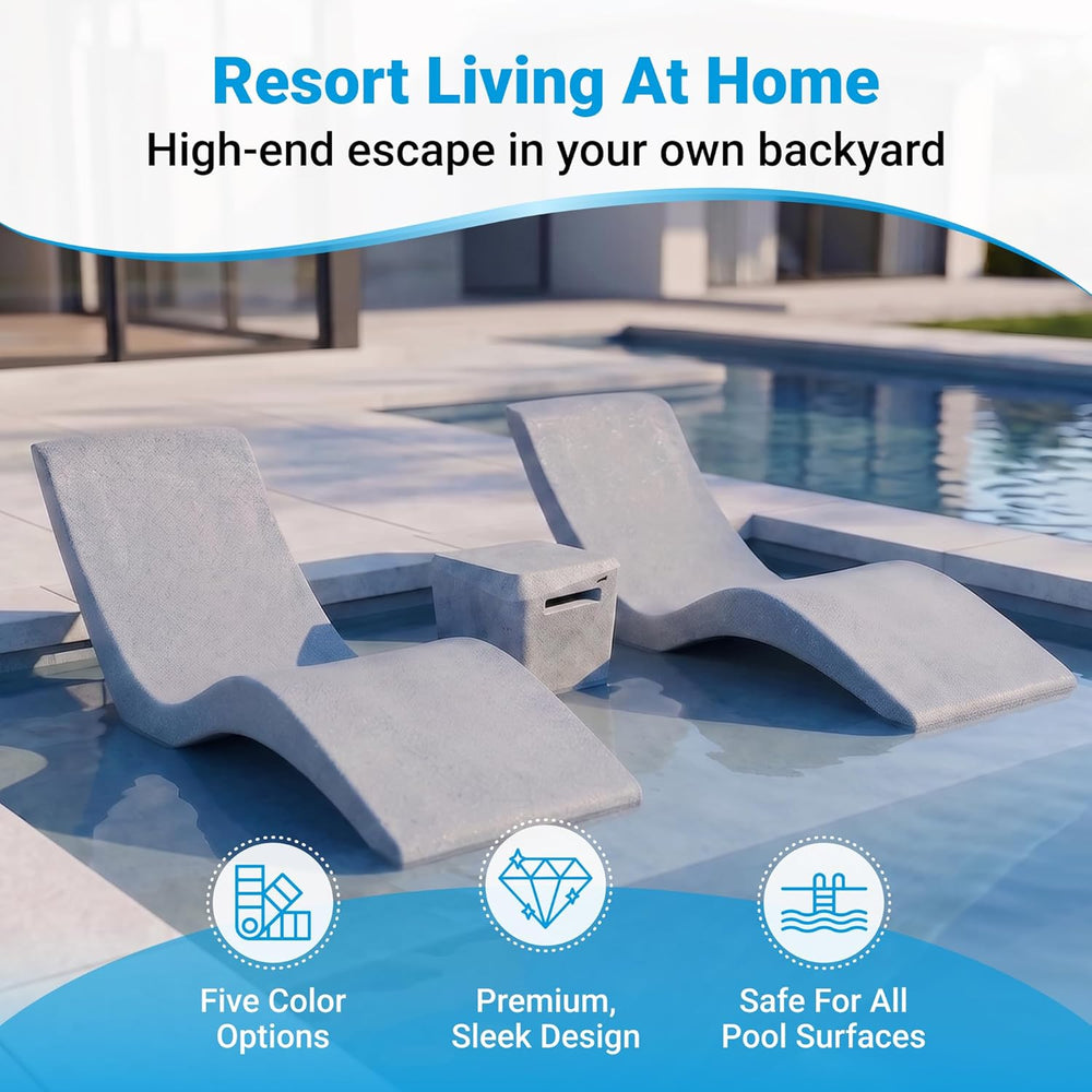 Aqua Outdoors Luxury in-Pool Chaise Lounge Chairs, 2-Pack for Tanning Ledge &...