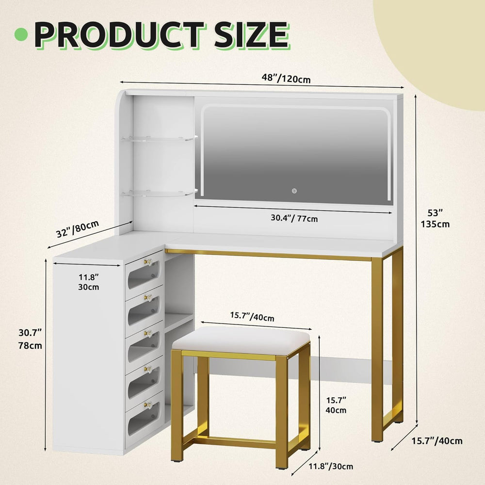 YITAHOME 48" Vanity Desk Set | Makeup Vanity with Mirror and Lights, 3 L...