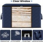 Fab totes Storage Bags,Clothes Blanket Storage Bins Foldable Closet Organizers with Reinforced Handle for Home Dorm Storage and Organization,Fabric Bags for Organizing Sheets,Clothing (Blue,3 Pack)