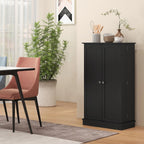 41" Kitchen Pantry Storage Cabinet,Freestanding Kitchen Cabinet with 12 Door Shelves,Double Doors,5-Tier Shelving and Adjustable Shelves,Black
