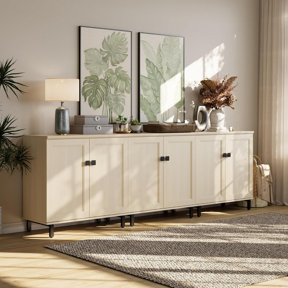 FENSULN Buffet Sideboard Cabinet Farmhouse Modern 3 in1 Storage Cabinet with ...