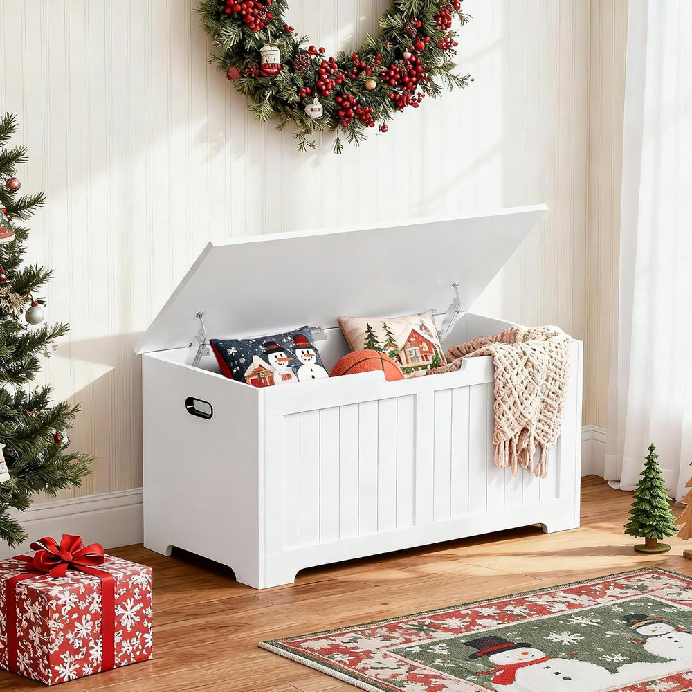 SUPER DEAL Storage Chest, 39 inches Chest Box Organizer with 2 Safety Hinges,...