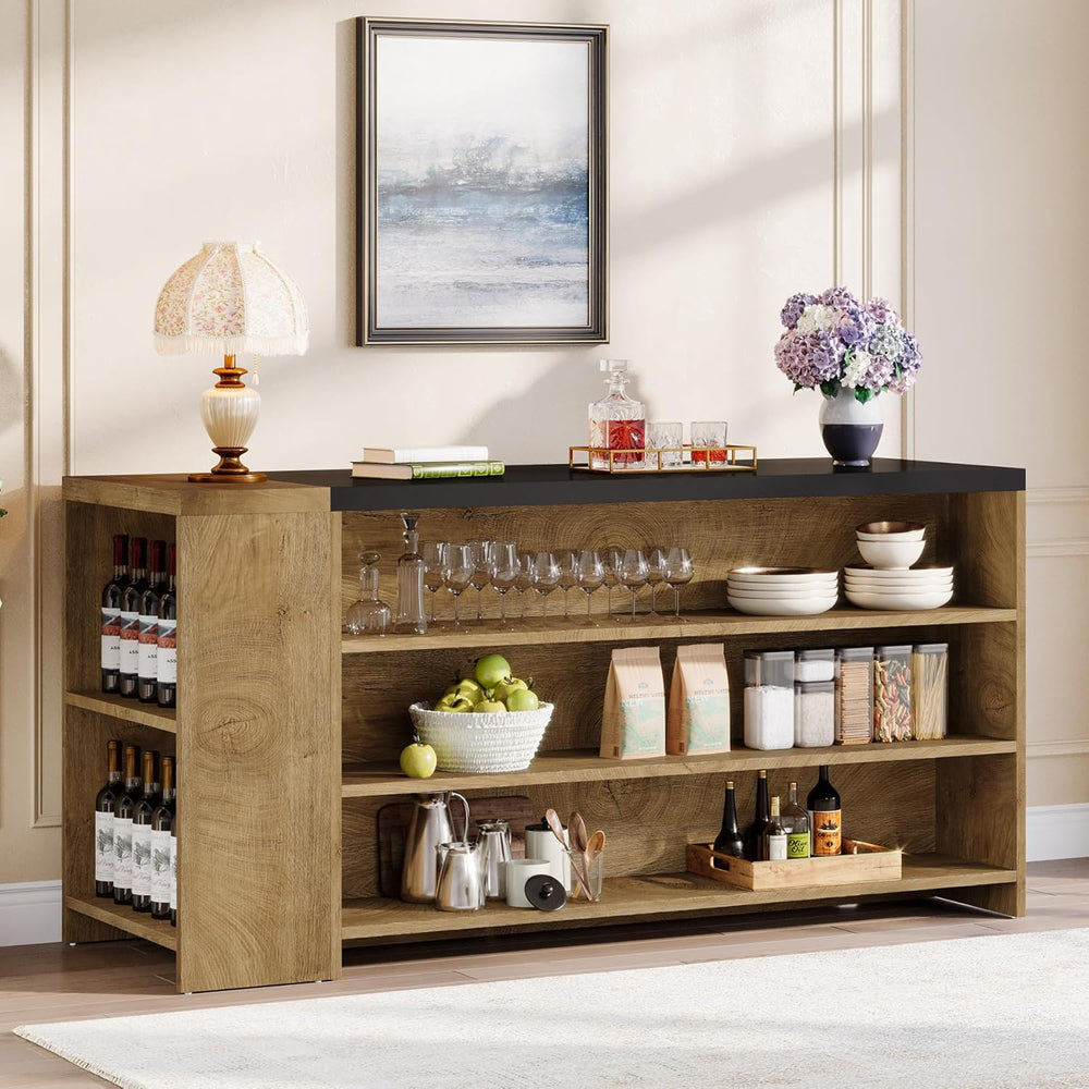 Tribesigns 55" Kitchen Island with Storage, Farmhouse 5-Tier Stationary ...
