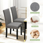 LSSPAID Dining Chairs Set of 6, Fabric Upholstered Dining Room Parson Chair with Nailhead Trim and Solid Wood Legs for Home and Kitchen, Gray