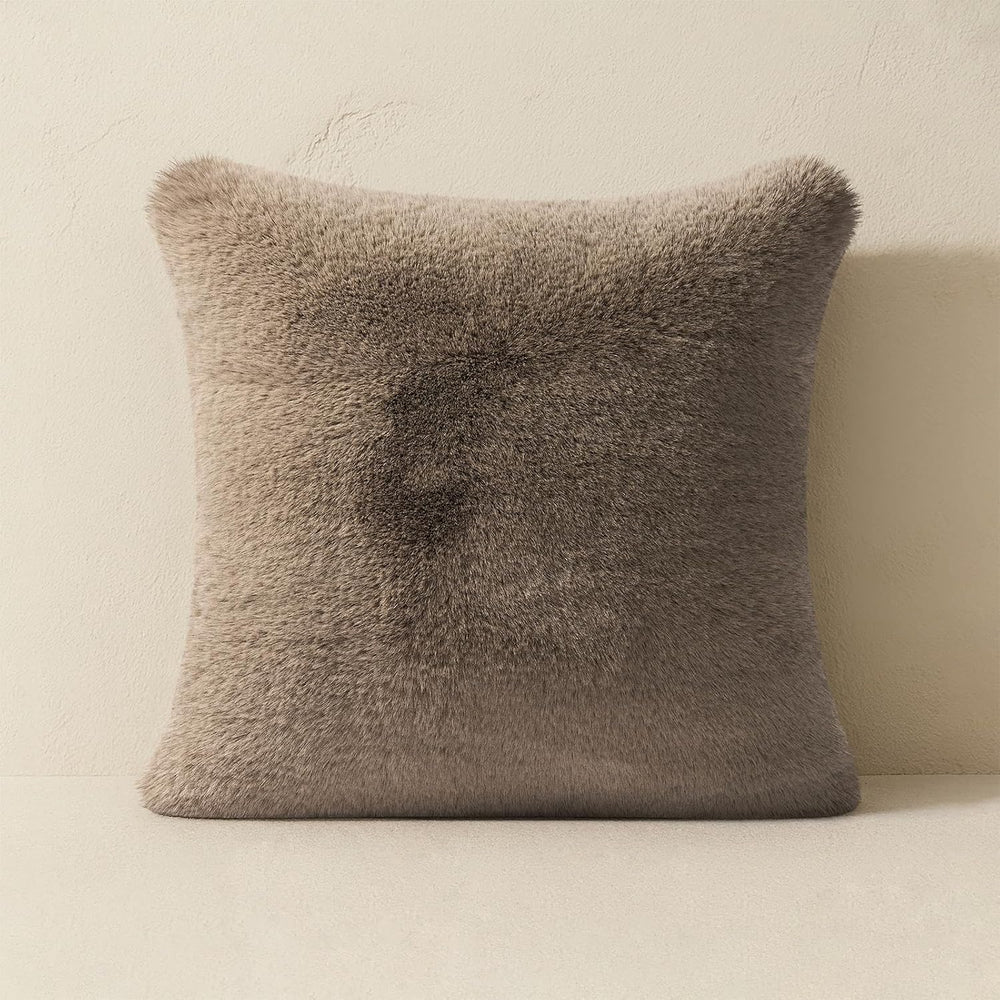 EverGrace Faux Chinchilla Fur Throw Pillow Cover, 20"x20", Tawny Mink