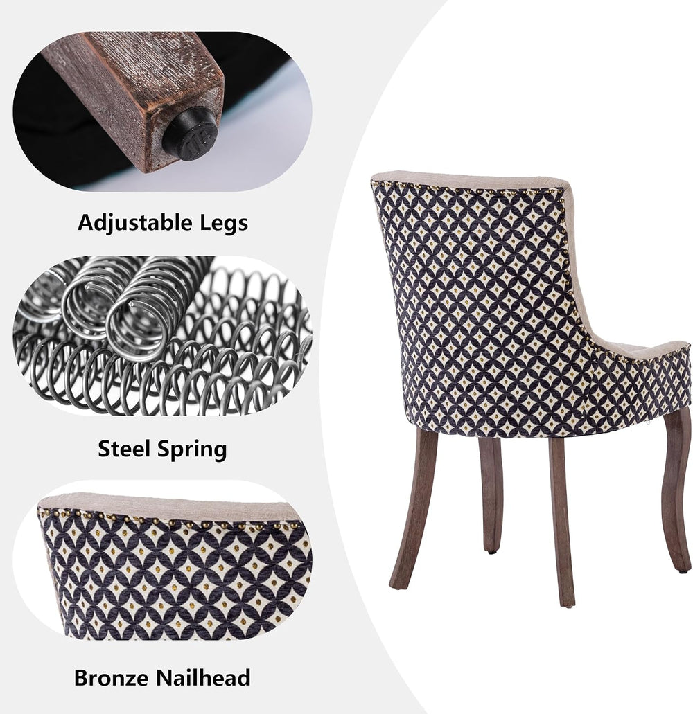 Farmhouse Dining Chairs Set of 2, Upholstered Fabric Dining Room Accent Chair...