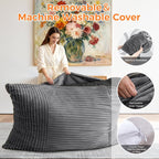 3 in 1 Giant Bean Bag Chair, Convertible Bean Bag Bed for Adults and Kids, Oversized Comfy Memory Foam Floor Sofa with Machine Washable Cover for Living Room, Bedroom & Dorm(Grey)