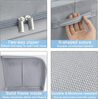 UUBEMM Clothes Storage Bins with Foldable Sturdy Frame,Stackable Storage Box for Closet Shelf Organizers for Seasonal Clothing,Blankets,Towel Bed Sheets,Toys Gift Others (Medium -40L x3PACK, Grey)