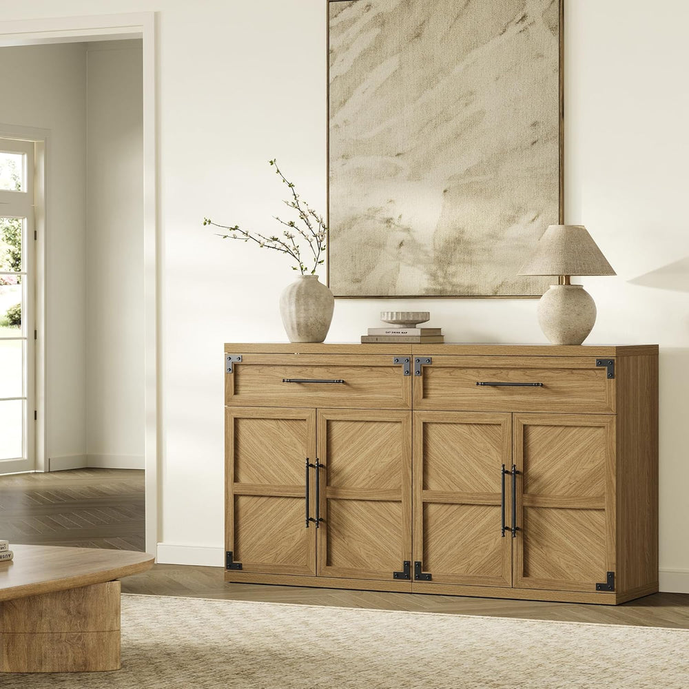 SICOTAS Buffet Cabinet with Drawer - Modern Sideboard Cabinet with Storage, W...