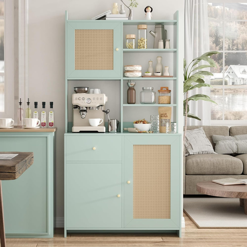 71'' Tall Kitchen Pantry Storage Cabinet, Kitchen Hutch Bar Cabinet w...