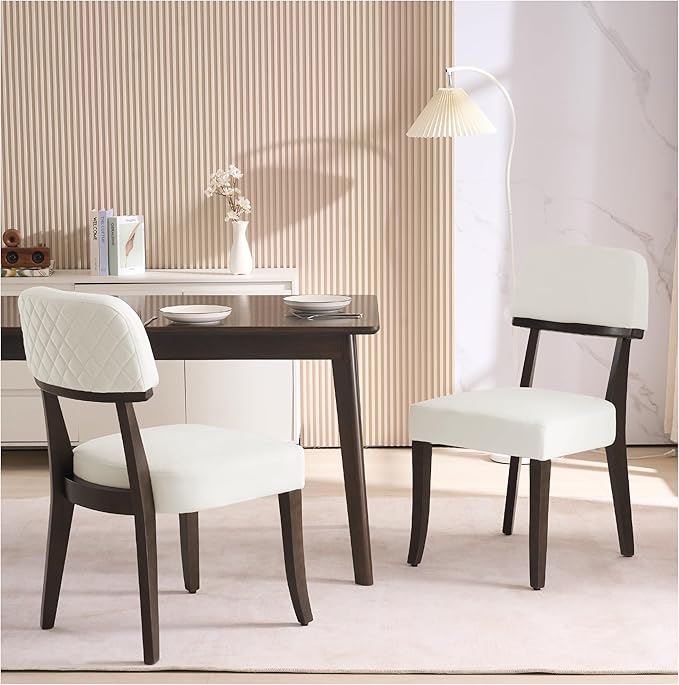 Modern Wood Dining Chairs Set of 4, Velvet Upholstered Kitchen Chairs with Op...