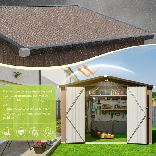 10x12 FT Metal Storage Shed, Outdoor Tool Sheds with Lockable Door, Large Heavy Duty Tool Sheds, Outside Waterproof Storage Building