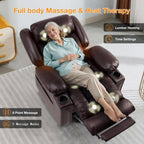 Triple Motor Large Power Lift Recliner Chair for Elderly with Heat and Massage, Lay Flat Lift Chairs for Seniors Infinite Position, Extended Footrest, USB Ports (Dark Brown)