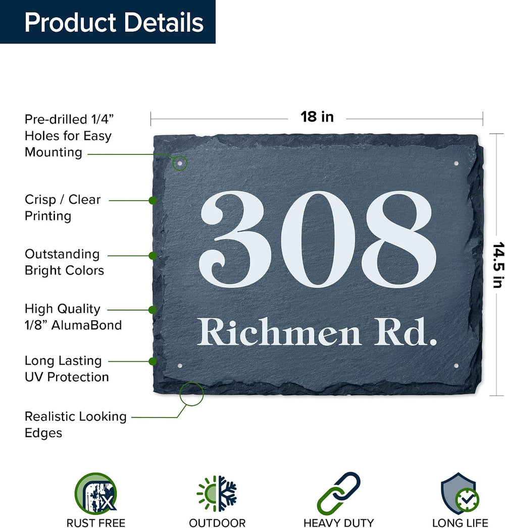 House Address Sign, House Number Plaque, 14.25x18, Thick Rust-Free, Fade Resi...