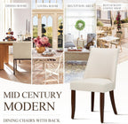 COLAMY Upholstered Dining Chairs Set of 2, Mid Century Modern Kitchen Chairs with Back, Farmhouse Fabric Side Dining Room Chairs with Wood Legs for Dining Room Restaurant, Beige