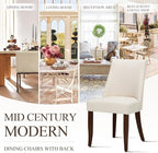 COLAMY Upholstered Dining Chairs Set of 4, Mid Century Modern Kitchen Chairs with Back, Farmhouse Fabric Side Dining Room Chairs with Wood Legs for Dining Room Restaurant, Beige