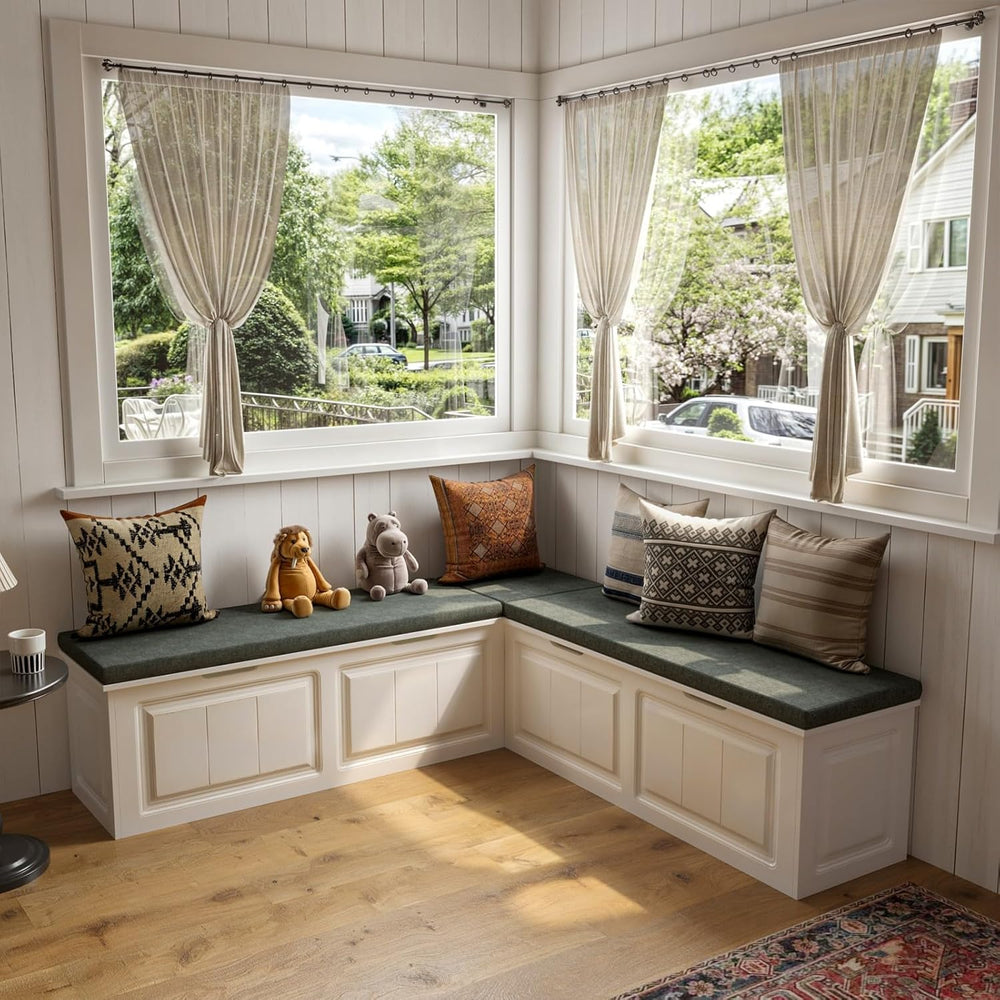L Shape Storage Bench, Kitchen Breakfast Nook Bench, Backless Corner Bench No...