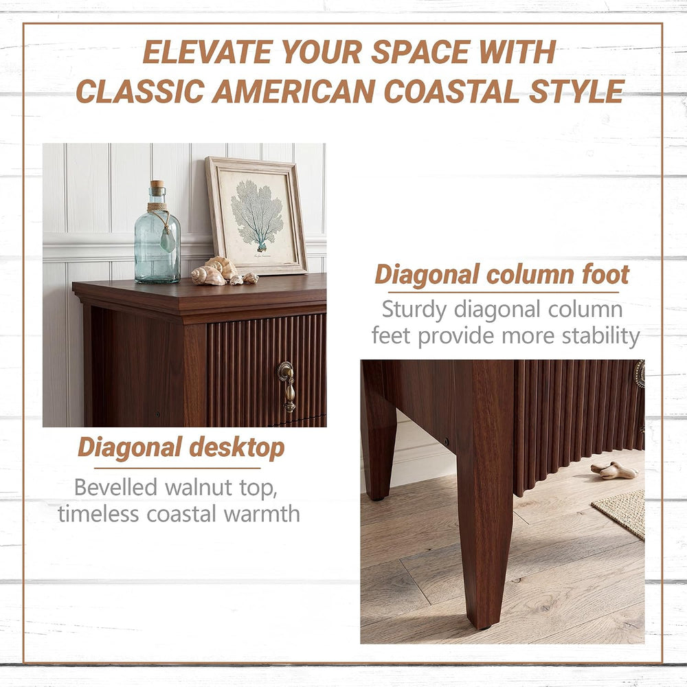 4-Piece Farmhouse Bedroom Set,6+5-Drawer Dresser,2 Nightstands,Walnut