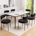 Boucle Dining Chairs Set of 6, Mid Century Modern Dining Room Chairs with Metal Legs, Upholstered Kitchen Chairs for Dining Room, Kitchen (Black)