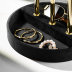 Bracelet Holder Jewelry Organizer Display - 3 Tier T Bar Velvet Stand, Black Necklace Holder Organizer, Bracelet Holder, Earring Holder and Ring Display for Jewelry Organizers and Storage