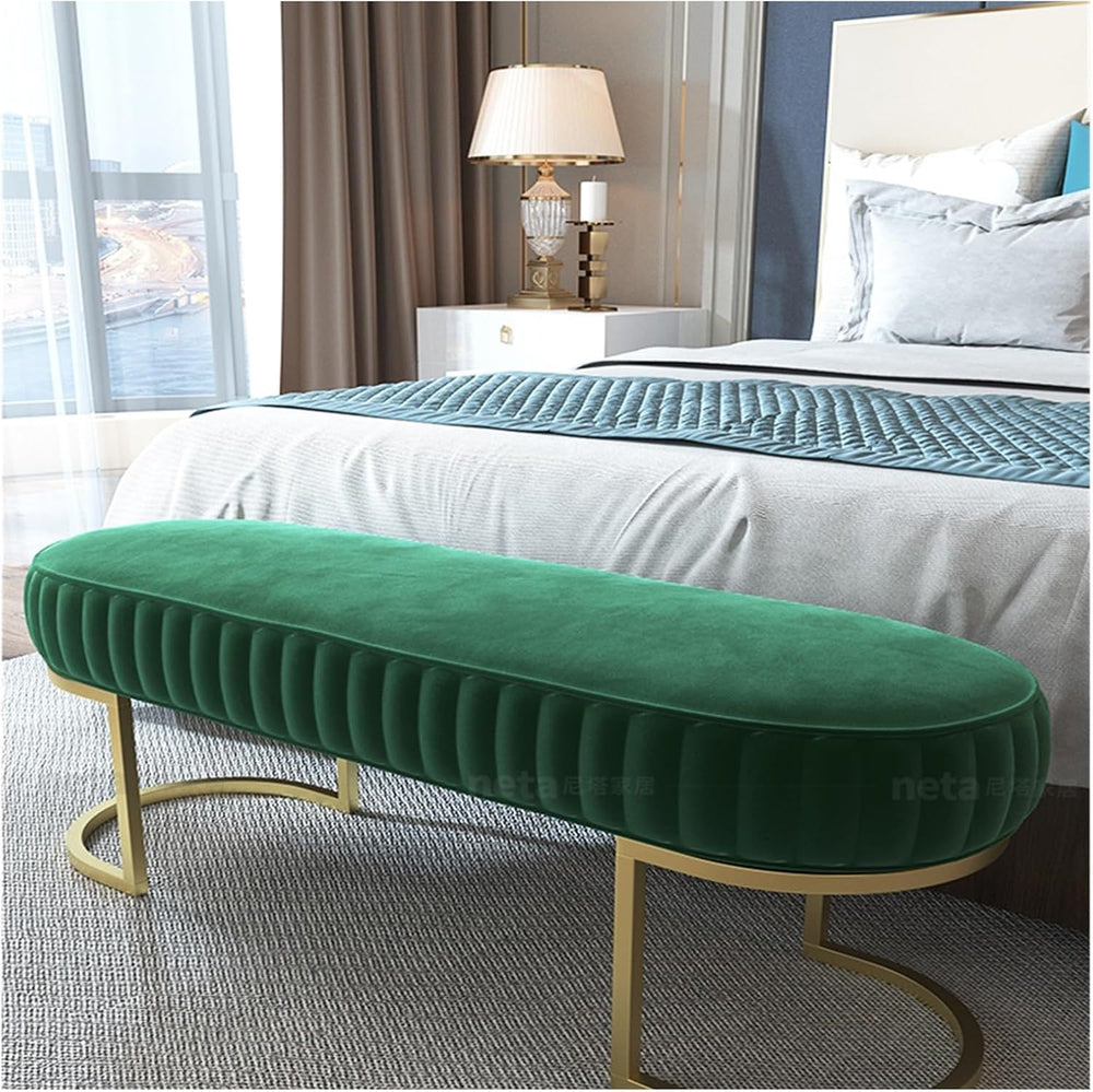 Modern Elegant Velvet Entryway Bench, Upholstered Tufted Bedroom End of Bed O...