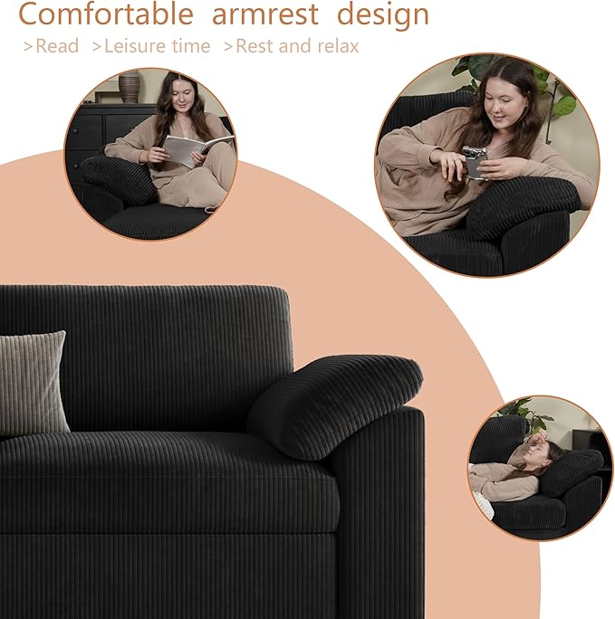 EASE MOOSE Oversized Sectional Modular Sofa,Large L Sectional Couch Wide Deep Seat Modular Cloud Couch,Black