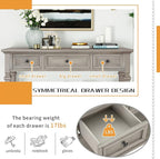 Merax Classic Long Narrow Console Table for Entryway Hallway Sideboard with Storage Drawers and Bottom Shelf Gray Wash