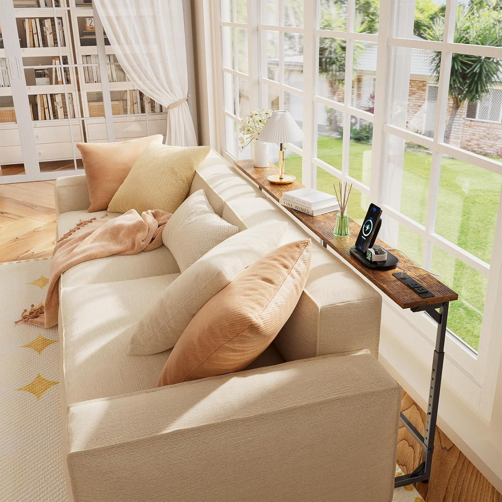 Simple Trending 78.75” Console Table, Narrow Behind Couch Table, Adjustable S...