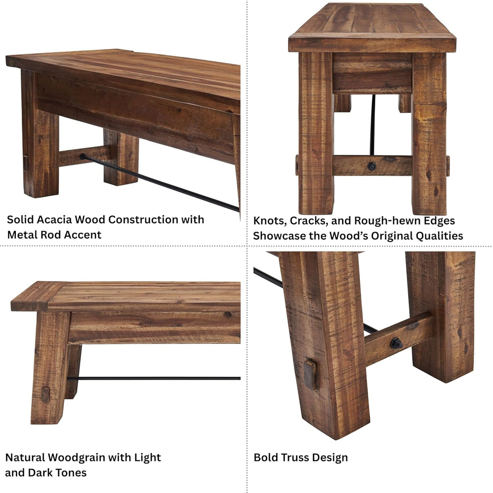 Alaterre Durango Rustic Industrial Solid Wood Entryway Bench, Natural, 60” | ...