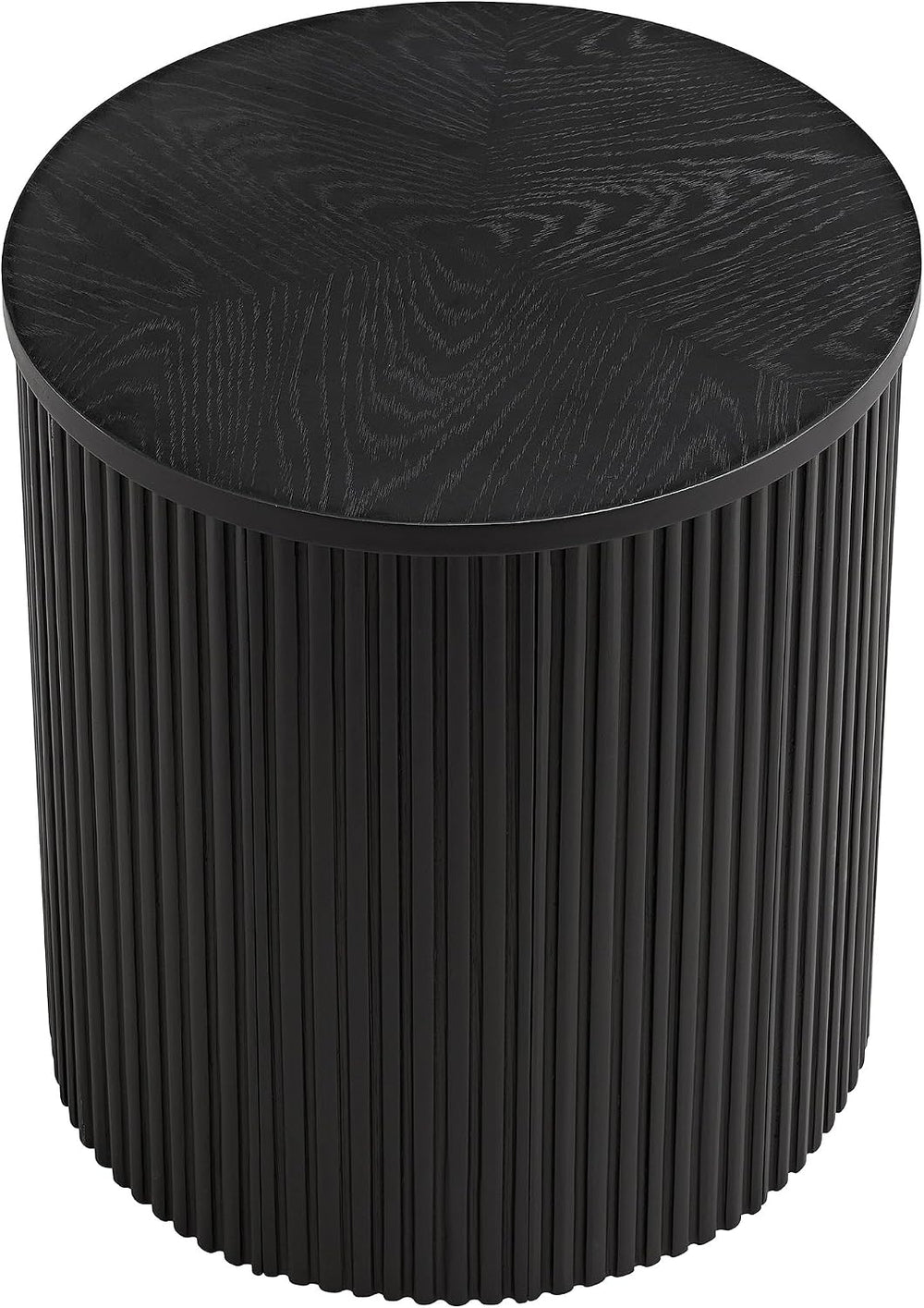 Alaterre Furniture Amos Round End Table - 20 Inch Solid Wood Fluted Nightstan...