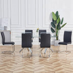 AZmac Modern Leather Dining Chairs Set of 8,Armless Kitchen Chairs,Dining Room Chairs with Upholstered Padded Seat and Sturdy Chrome Legs for Dining Room,Kitchen (Set of 8, Black+PU Leather)