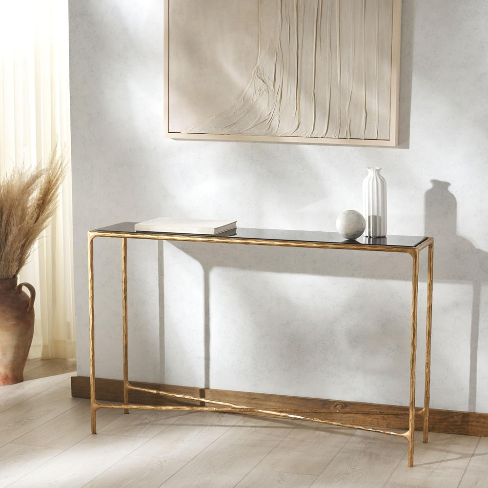 SAFAVIEH Couture Collection Jessa Brass Base & Black Marble Top Rectangul...