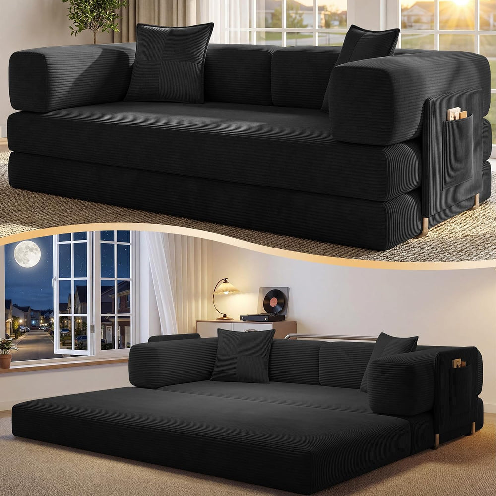 78.8" Convertible Futon Sofa Bed, Couch for Living Room | Corduroy Loves...